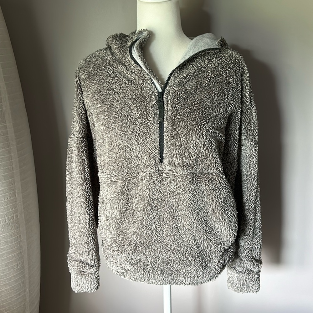 PRANA Women's Permafrost Grey Half Zip Sherpa Pull Over